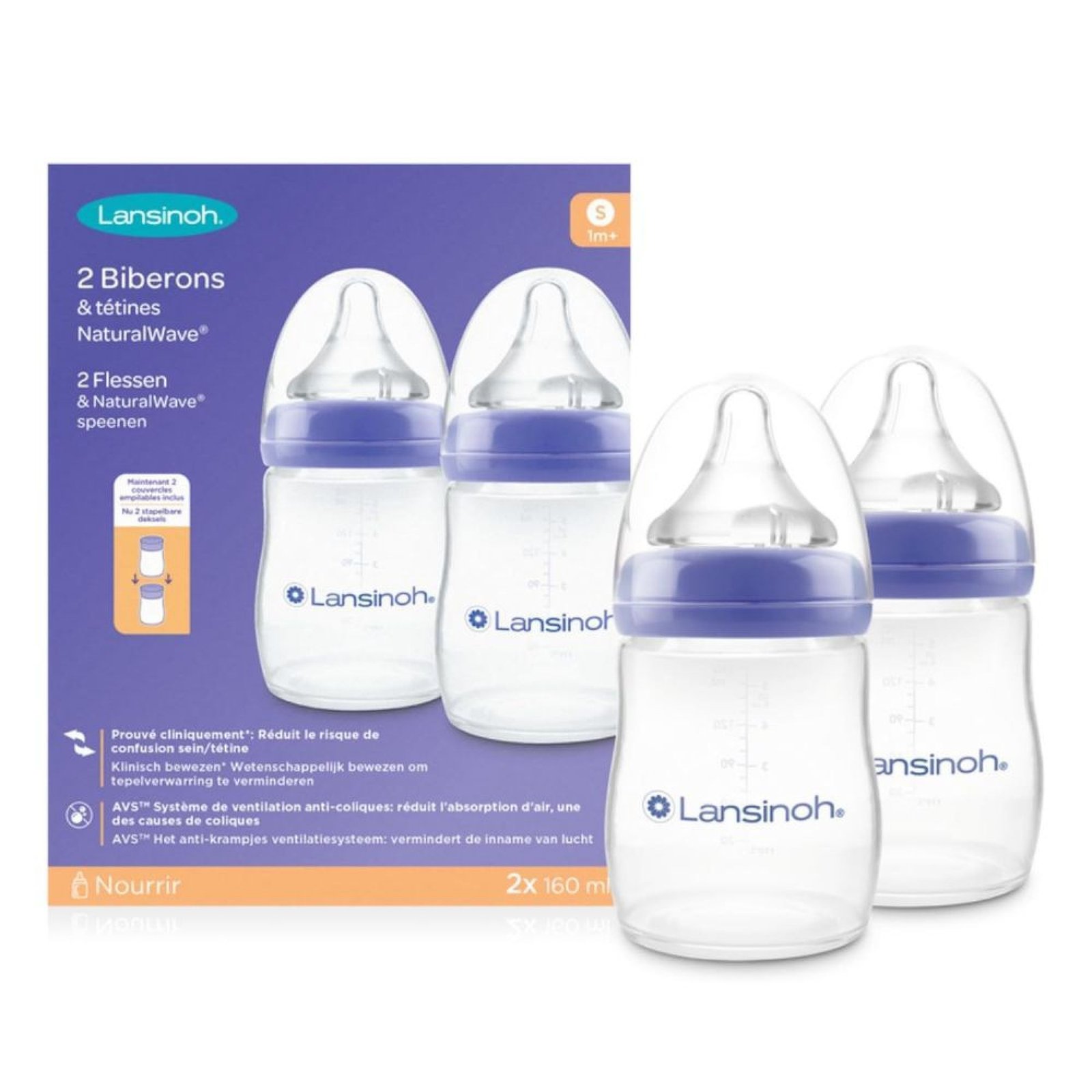 2-biberons-tetines-naturalwave-160ml-lansinoh-438349_OA.jpg Lansinoh dve flašice PP 2x 160ml - Slika 1